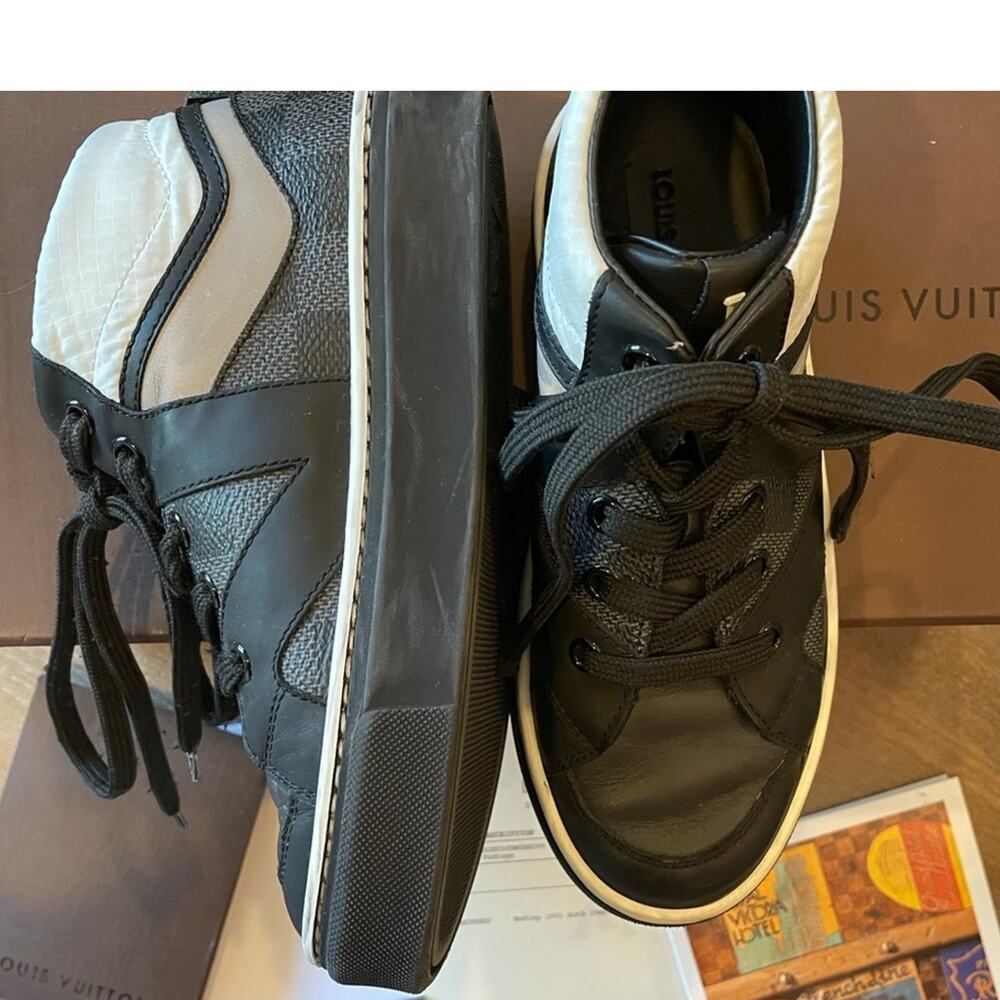 Louis Vuitton Boys Black Damier Designer Sneakers Shoes Youth size 12